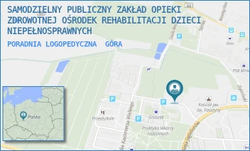 PORADNIA LOGOPEDYCZNA - SAMODZIELNY PUBLICZNY ZAKŁAD OPIEKI ZDROWOTNEJ OŚRODEK REHABILITACJI DZIECI NIEPEŁNOSPRAWNYCH - UL. OSIEDLE KAZIMIERZA WIELKIEGO 25,  GÓRA