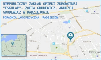 PORADNIA LOGOPEDYCZNA - NIEPUBLICZNY ZAKŁAD OPIEKI ZDROWOTNEJ "ESKULAP"- ZOFIA GRUDEWICZ, ANDRZEJ GRUDEWICZ W RADZIEJOWIE - DOLNA 22,  RADZIEJÓW