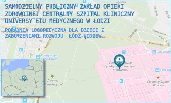 PORADNIA LOGOPEDYCZNA DLA DZIECI Z ZABURZENIAMI ROZWOJU - SAMODZIELNY PUBLICZNY ZAKŁAD OPIEKI ZDROWOTNEJ CENTRALNY SZPITAL KLINICZNY UNIWERSYTETU MEDYCZNEGO W ŁODZI - UL. POMORSKA 251,  ŁÓDŹ-WIDZEW