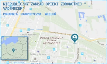 PORADNIA LOGOPEDYCZNA - NIEPUBLICZNY ZAKŁAD OPIEKI ZDROWOTNEJ " VADEMECUM" - OSIEDLE IM. KARD. STEFANA WYSZYŃSKIEGO 41,  WIELUŃ