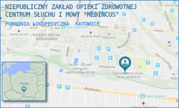 PORADNIA LOGOPEDYCZNA - NIEPUBLICZNY ZAKŁAD OPIEKI ZDROWOTNEJ CENTRUM SŁUCHU I MOWY "MEDINCUS" - UL. NASYPOWA 18,  KATOWICE