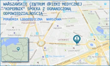 PORADNIA LOGOPEDYCZNA - WARSZAWSKIE CENTRUM OPIEKI MEDYCZNEJ "KOPERNIK" SPÓŁKA Z OGRANICZONĄ ODPOWIEDZIALNOŚCIĄ - AL. WYZWOLENIA 6,  WARSZAWA