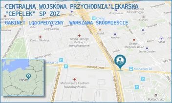 GABINET LOGOPEDYCZNY - CENTRALNA WOJSKOWA PRZYCHODNIA LEKARSKA "CEPELEK" SP ZOZ - KOSZYKOWA 78,  WARSZAWA ŚRÓDMIEŚCIE
