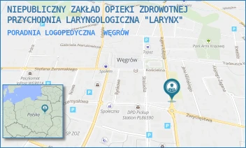 PORADNIA LOGOPEDYCZNA - NIEPUBLICZNY ZAKŁAD OPIEKI ZDROWOTNEJ  PRZYCHODNIA LARYNGOLOGICZNA "LARYNX" - MICKIEWICZA 5,  WĘGRÓW