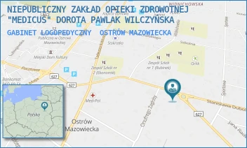 GABINET LOGOPEDYCZNY - NIEPUBLICZNY ZAKŁAD OPIEKI ZDROWOTNEJ  "MEDICUS" DOROTA PAWLAK WILCZYŃSKA - DUBOIS 26A,  OSTRÓW MAZOWIECKA