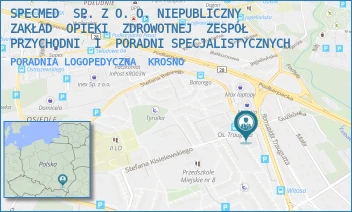 PORADNIA LOGOPEDYCZNA - SPECMED  SP. Z O. O. NIEPUBLICZNY  ZAKŁAD  OPIEKI  ZDROWOTNEJ  ZESPÓŁ  PRZYCHODNI  I  PORADNI SPECJALISTYCZNYCH - UL. STEFANA KISIELEWSKIEGO 1,  KROSNO