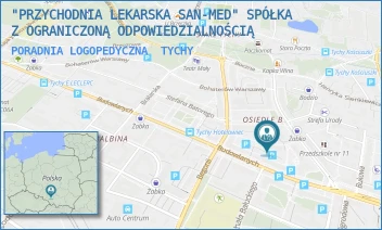 PORADNIA LOGOPEDYCZNA - "PRZYCHODNIA LEKARSKA SAN-MED" SPÓŁKA Z OGRANICZONĄ ODPOWIEDZIALNOŚCIĄ - UL. BIBLIOTECZNA 17,  TYCHY