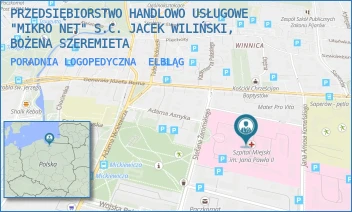 PORADNIA LOGOPEDYCZNA - PRZEDSIĘBIORSTWO HANDLOWO USŁUGOWE "MIKRO NET" S.C. JACEK WILIŃSKI, BOŻENA SZEREMIETA - ŻEROMSKIEGO 22,  ELBLĄG