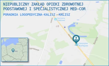PORADNIA LOGOPEDYCZNA-KALISZ - NIEPUBLICZNY ZAKŁAD OPIEKI ZDROWOTNEJ PODSTAWOWEJ I SPECJALISTYCZNEJ MED-COR - STAROŻYTNA 132A,  KALISZ