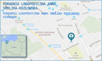 PORADNIA LOGOPEDYCZNA ANNA SMOLIRA KOZŁOWSKA - PORADNIA LOGOPEDYCZNA ANNA SMOLIRA-KOZŁOWSKA - MAJORA HENRYKA SUCHARSKIEGO 1,  STARGARD