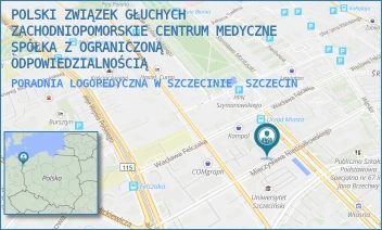 PORADNIA LOGOPEDYCZNA W SZCZECINIE - POLSKI ZWIĄZEK GŁUCHYCH ZACHODNIOPOMORSKIE CENTRUM MEDYCZNE SPÓŁKA Z OGRANICZONĄ ODPOWIEDZIALNOŚCIĄ - MIECZYSŁAWA NIEDZIAŁKOWSKIEGO 19/1,  SZCZECIN