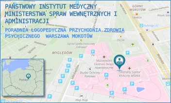 PORADNIA LOGOPEDYCZNA PRZYCHODNIA ZDROWIA PSYCHICZNEGO - PAŃSTWOWY INSTYTUT MEDYCZNY MINISTERSTWA SPRAW WEWNĘTRZNYCH I ADMINISTRACJI - WOŁOSKA 137,  WARSZAWA MOKOTÓW